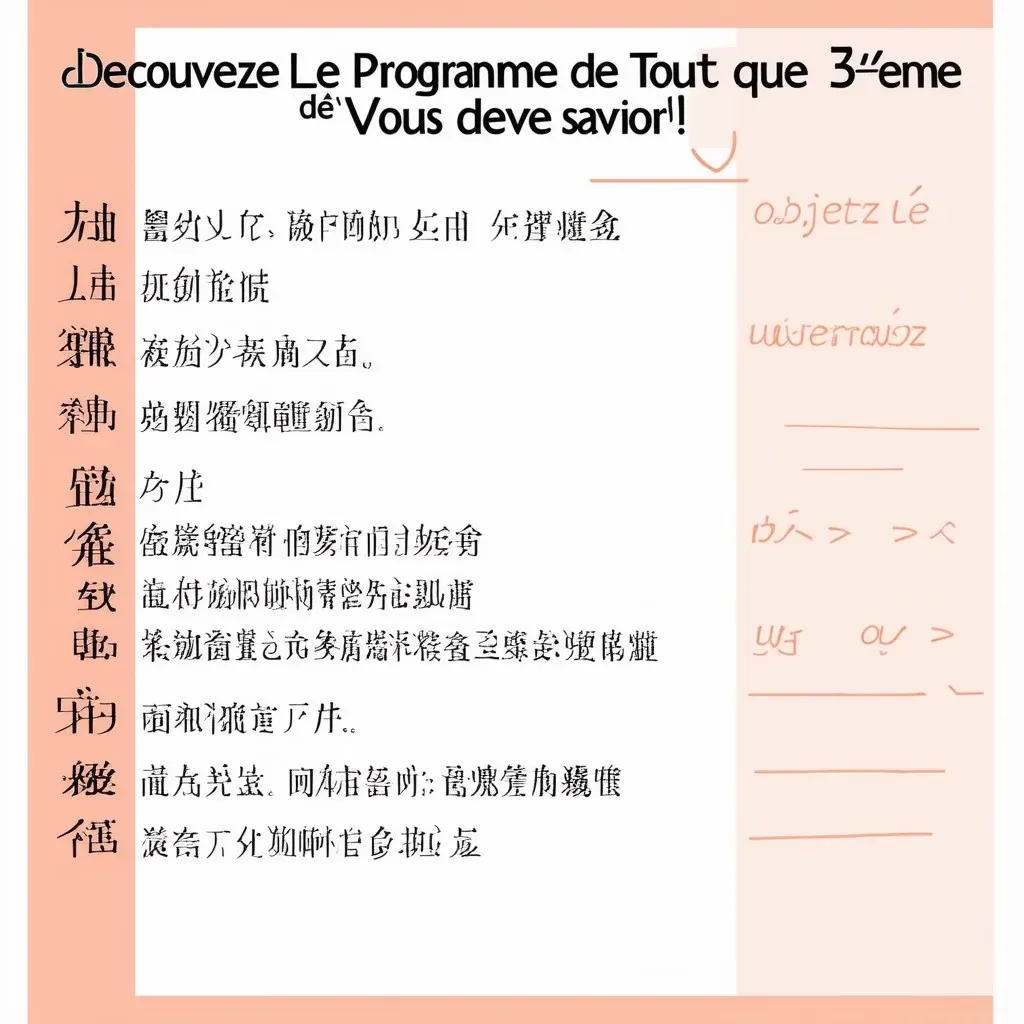 Objectifs du Programme de 3ème